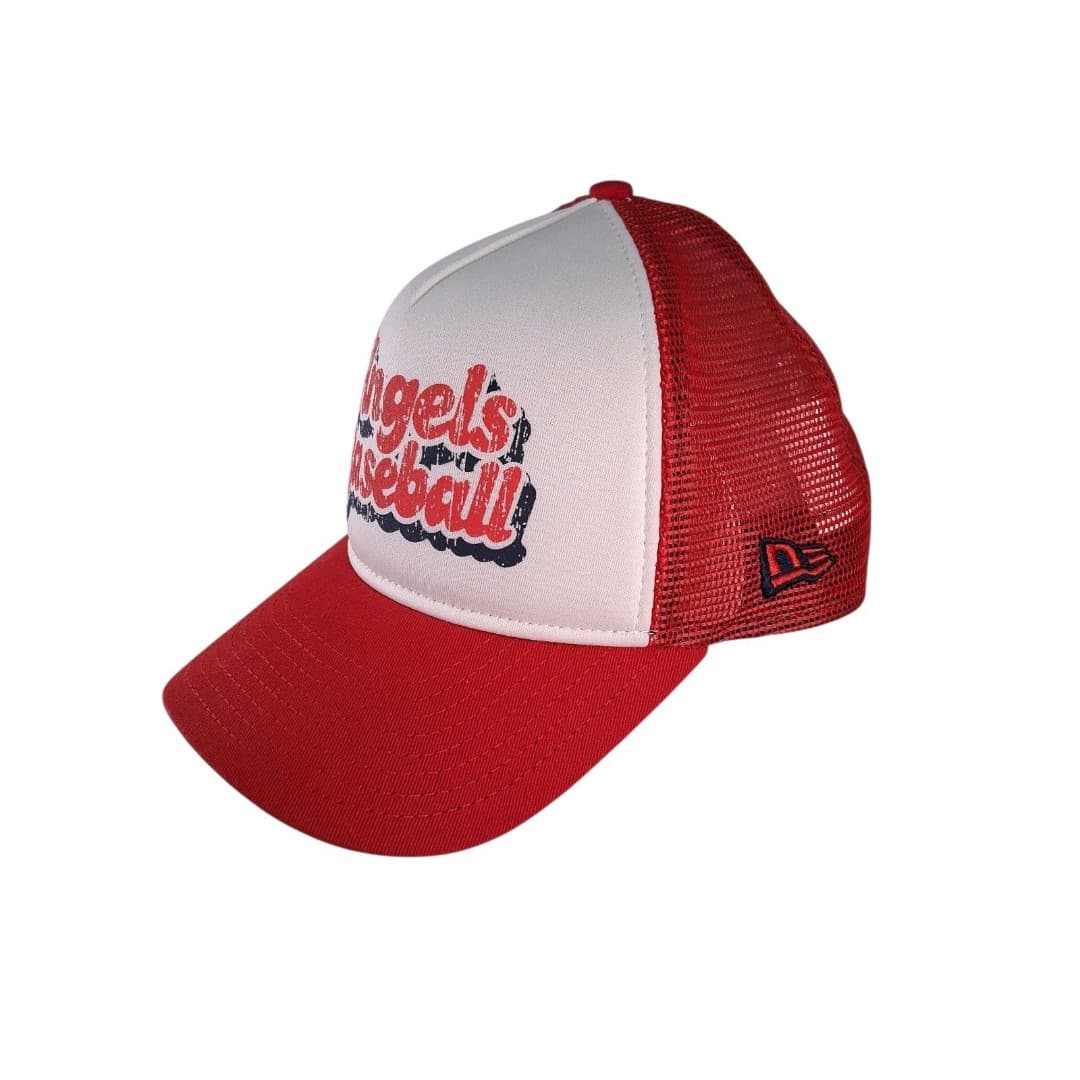 Angels Baseball Trucker Hat Youth New Era 9FORTY Red White Snapback Cap - Thumbnail 2