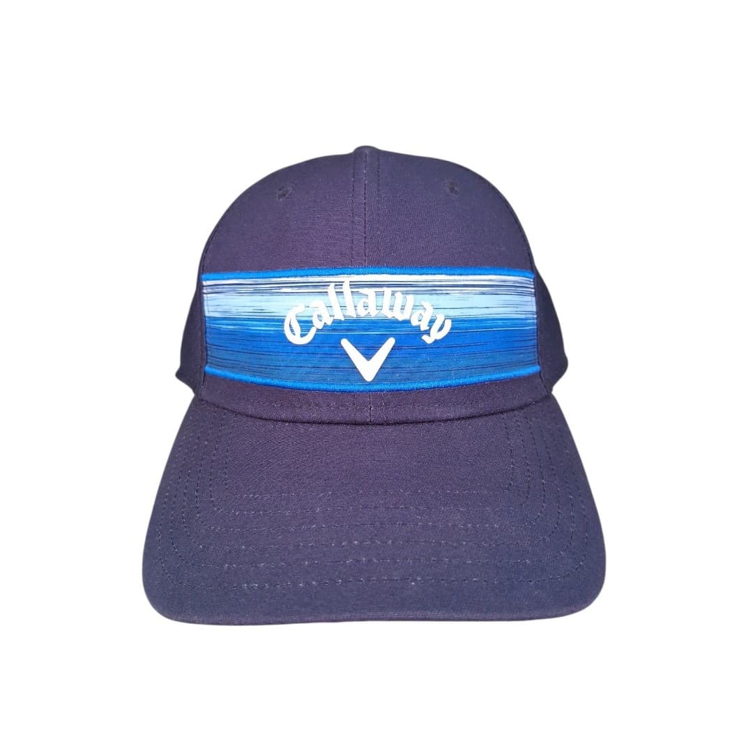 Callaway Hat Navy Blue Snapback Golf Cap Stripe Logo Adjustable - Image 1