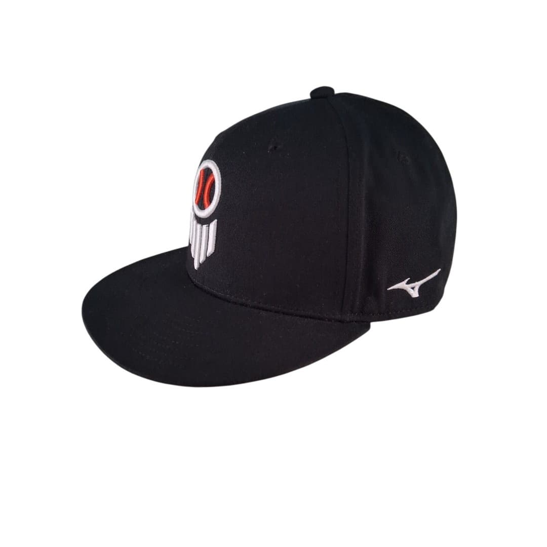 Mizuno Baseball Logo Hat Black Snapback Cap Flat Brim Adult - Thumbnail 2