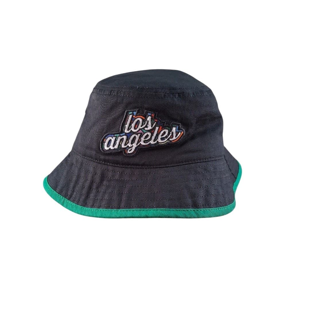LA Clippers Bucket Hat Black Green Trim Los Angeles Logo NBA Bucket Style Cap - Thumbnail 2