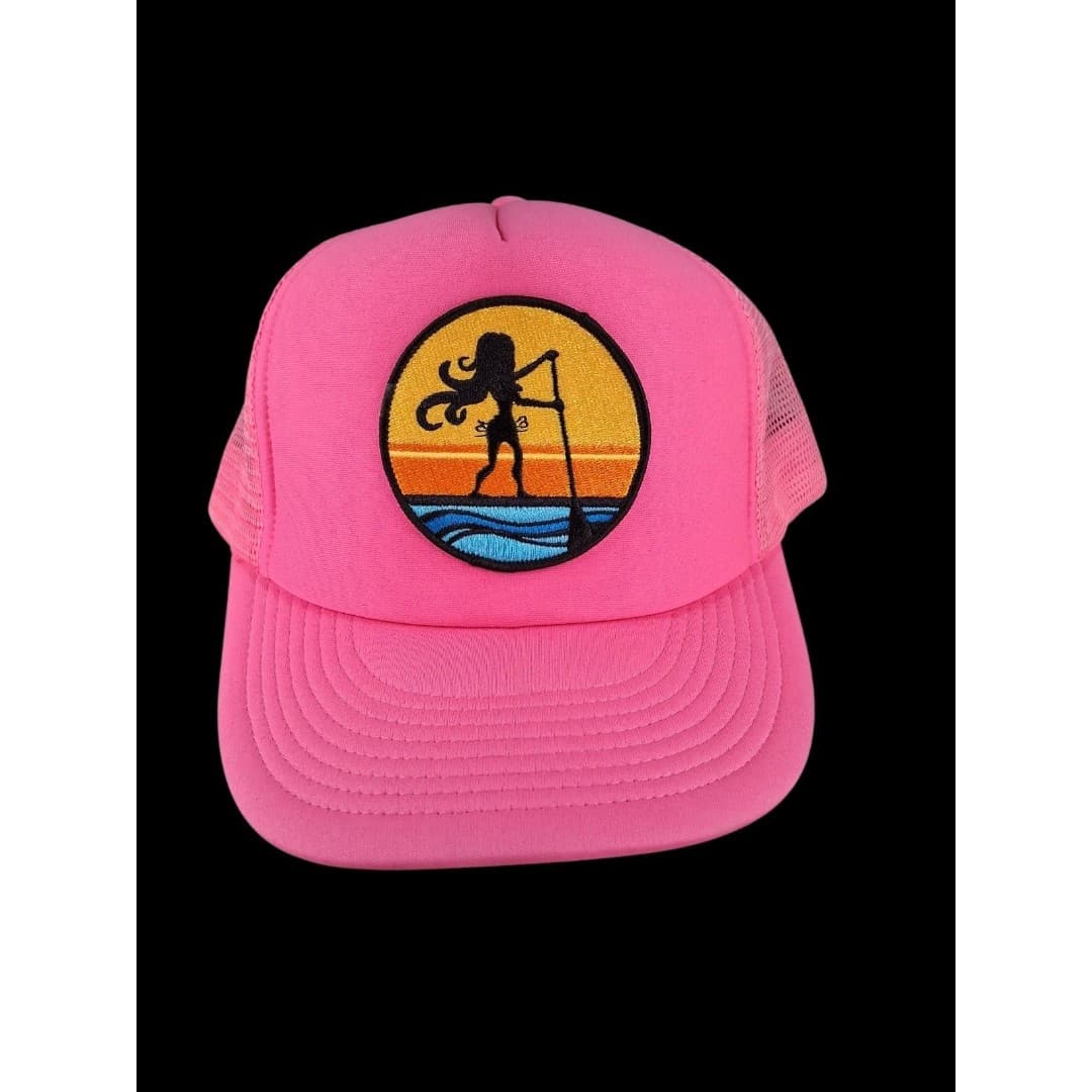 Cobra Trucker Hat Neon Pink Snapback Surf Paddleboard Logo Mesh Cap - Image 1