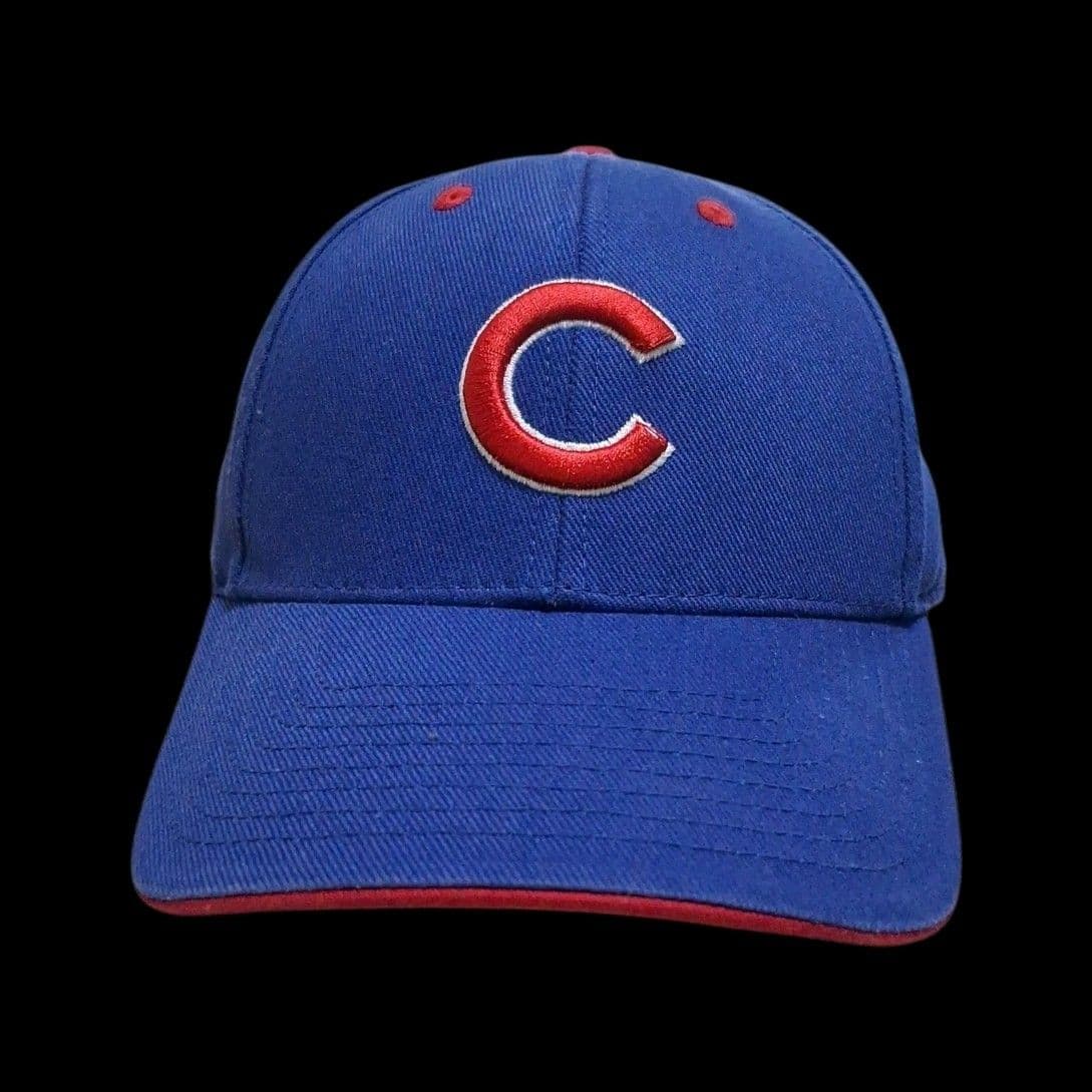 Fan Favorite Chicago Cubs MLB Cap Blue Adjustable Hat Red Brim Baseball - Image 1