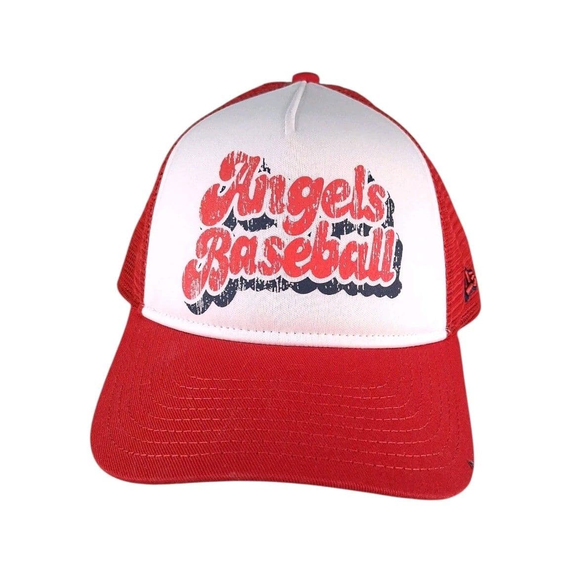 Angels Baseball Trucker Hat Youth New Era 9FORTY Red White Snapback Cap - Image 1