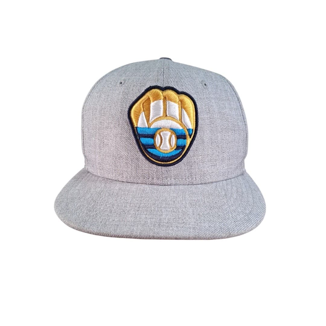 Milwaukee Brewers New Era 59FIFTY Fitted Hat Gray MLB Cap Size 6 7/8 - Image 1
