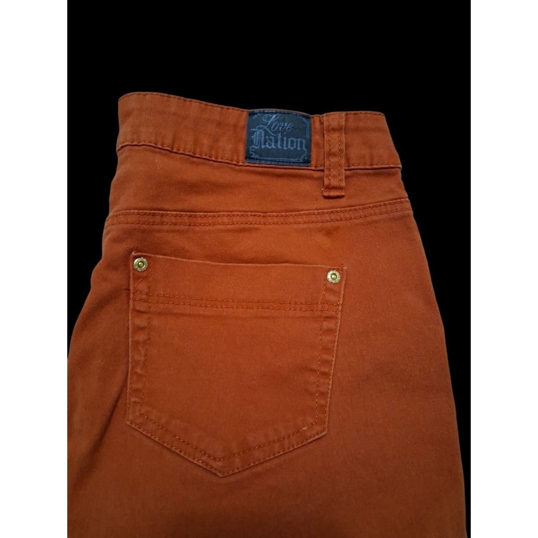 Love Nation Skinny Jeans Womens Size 10 Burnt Orange Stretch Pants - Thumbnail 3