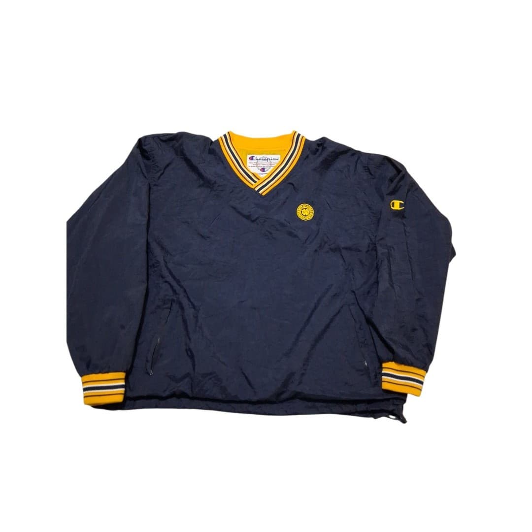 Vintage Champion Notre Dame Windbreaker Pullover Jacket Mens Large Blue Gold - Thumbnail 3