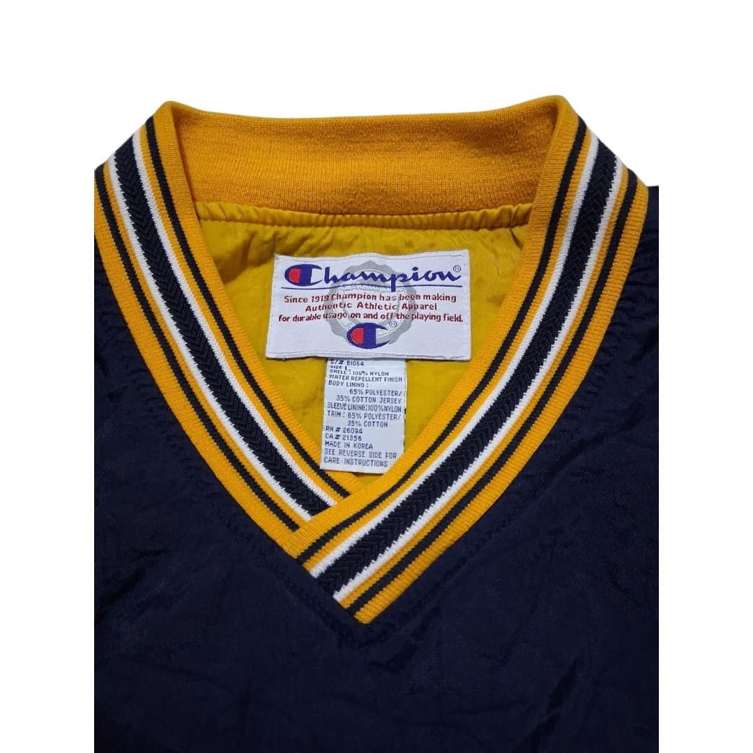 Vintage Champion Notre Dame Windbreaker Pullover Jacket Mens Large Blue Gold - Thumbnail 4