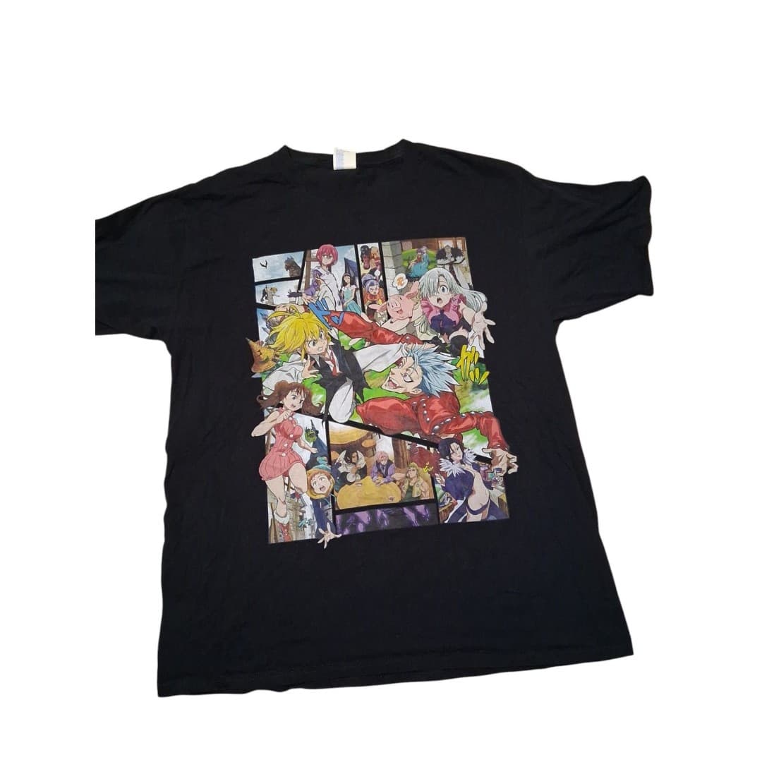 Seven Deadly Sins Anime Shirt Mens L Black Graphic Meliodas Ban Manga - Thumbnail 2