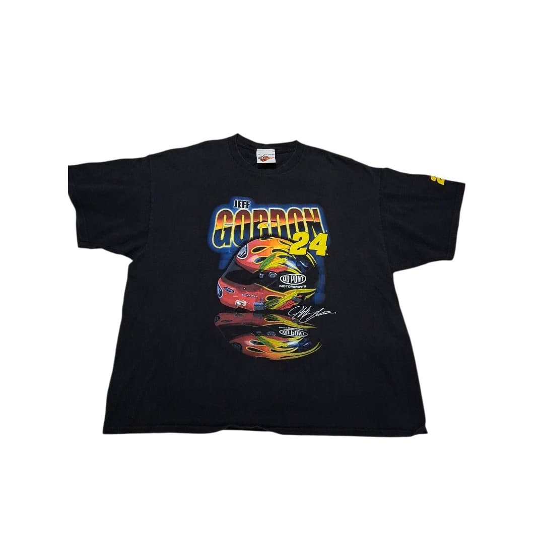 Vintage 2002 Jeff Gordon 24 NASCAR T Shirt Flame Helmet Double Sided XXL - Thumbnail 2