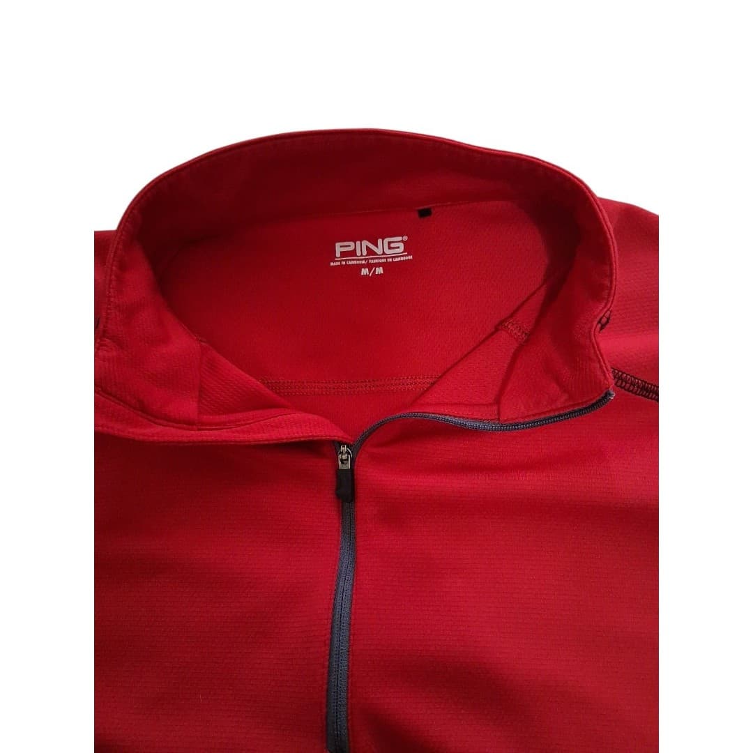 Ping 1/4 Zip Pullover Red Golf Jacket Mens Med Performance Stretch Zip Pocket - Thumbnail 2