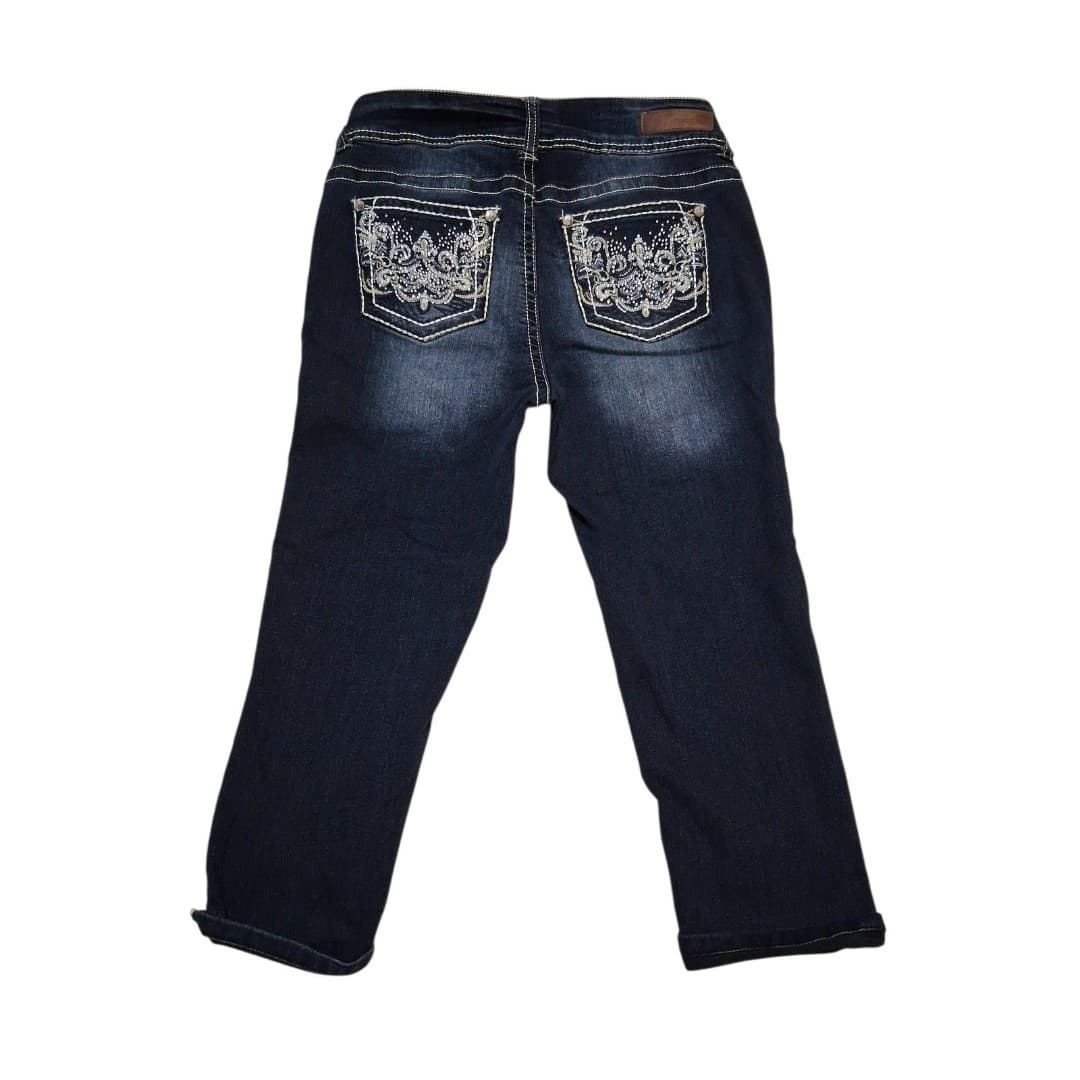 WallFlower Capri's Womens Size 7 Blue Y2K Bling Bootcut Stretch Denim Low Rise - Thumbnail 2