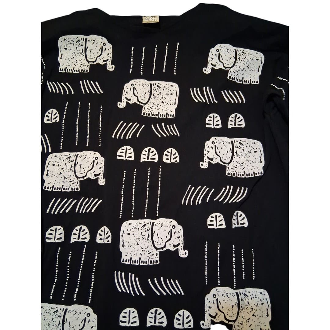 Vintage 1980s Women's Elephant Sweatshirt Cotton Fields Women's Size Large - Thumbnail 4