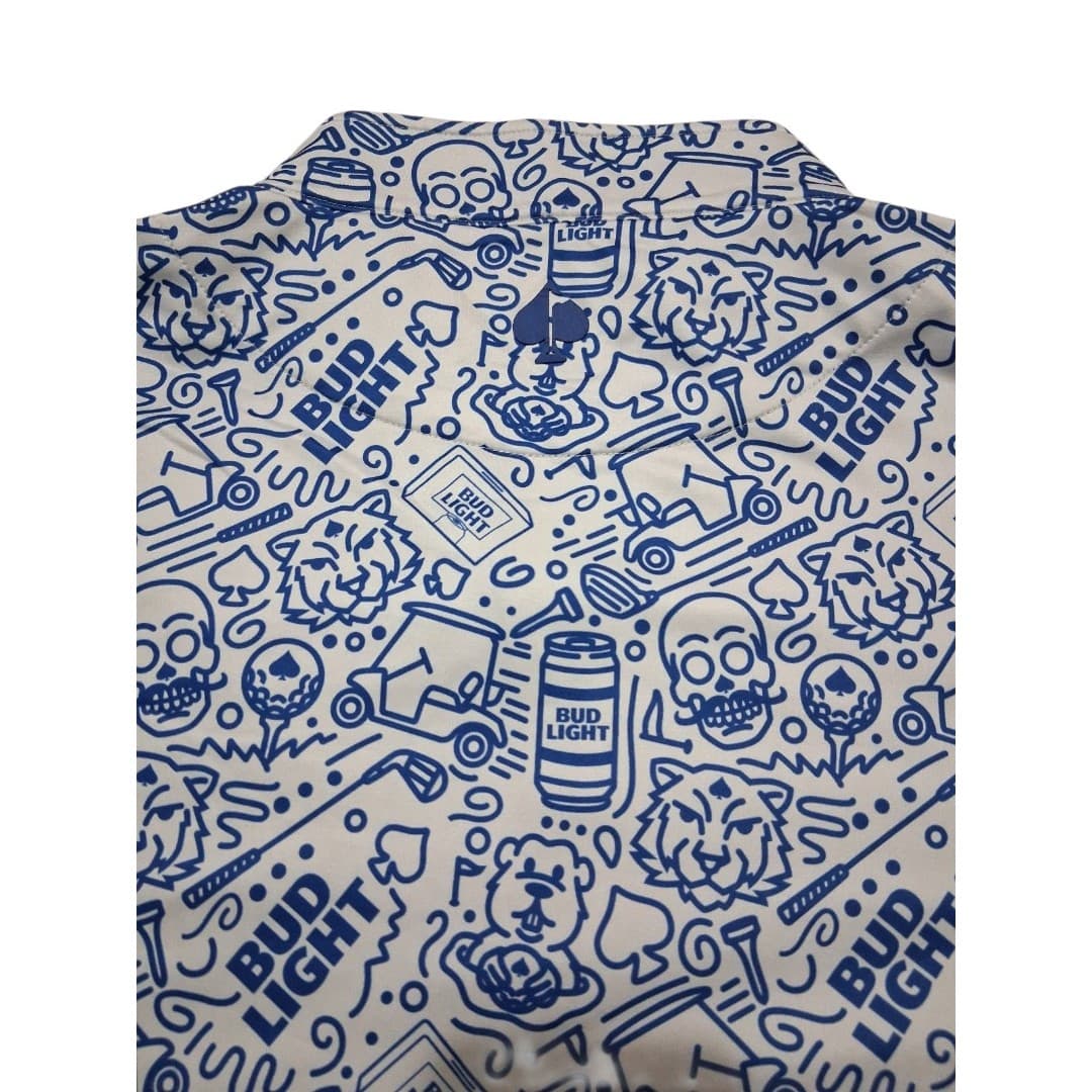 Pins & Aces Bud Light Golf Pullover AOP 1/4 Zip XXL Blue All Over Print - Thumbnail 5