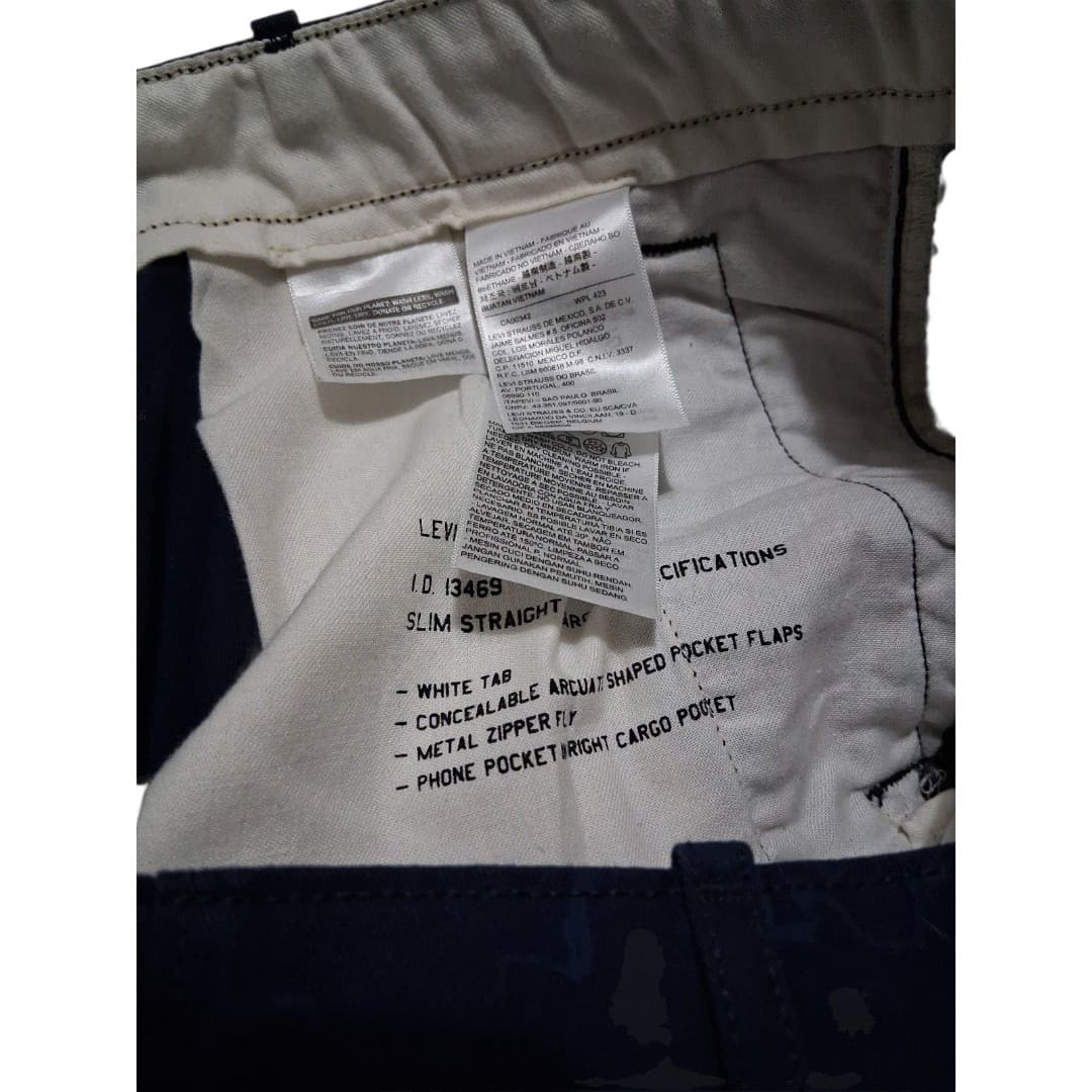 Levi's Dark Blue Camo Wash Slim Straight Cargo Pants Size 34x30 White Tag - Thumbnail 7