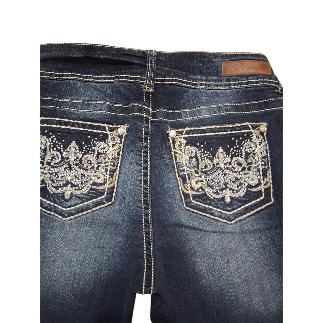 WallFlower Capri's Womens Size 7 Blue Y2K Bling Bootcut Stretch Denim Low Rise - Thumbnail 3