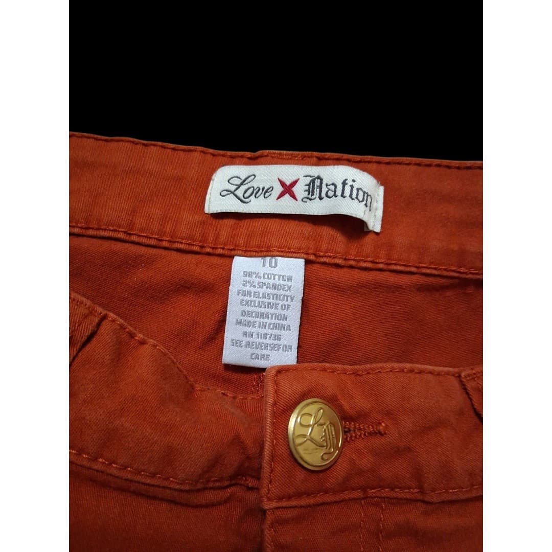 Love Nation Skinny Jeans Womens Size 10 Burnt Orange Stretch Pants - Thumbnail 5