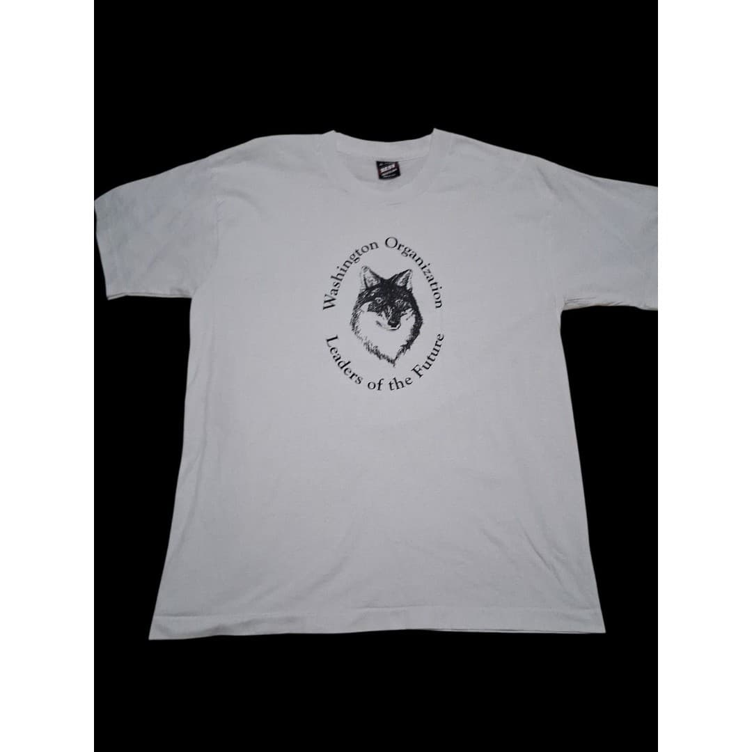 Vintage Wolf Graphic Washington Organization Single Stitch T Shirt Size L - Thumbnail 2