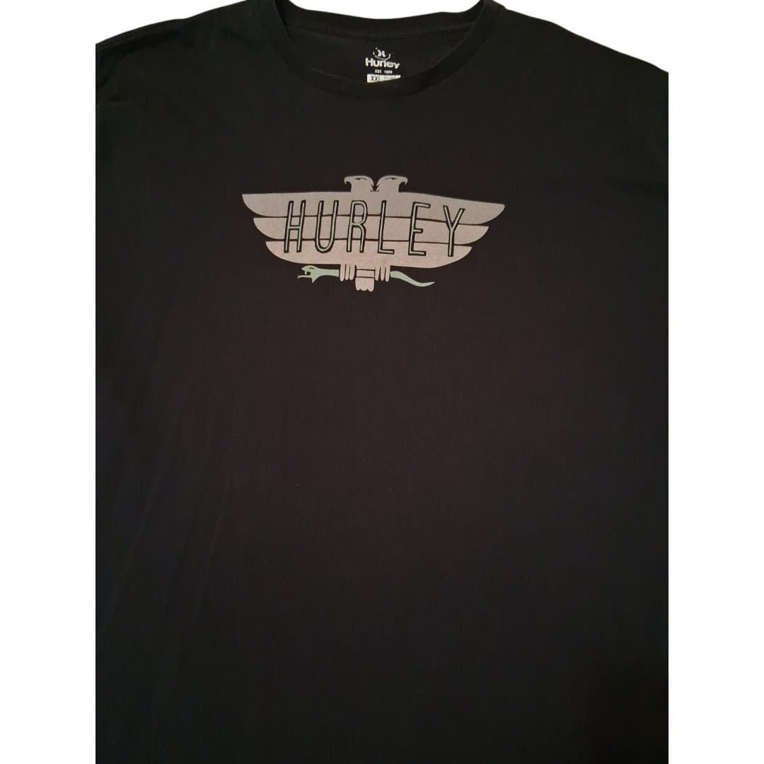 Hurley Men's Short Sleeve T-Shirt Black Eagle Design 2XL Skate