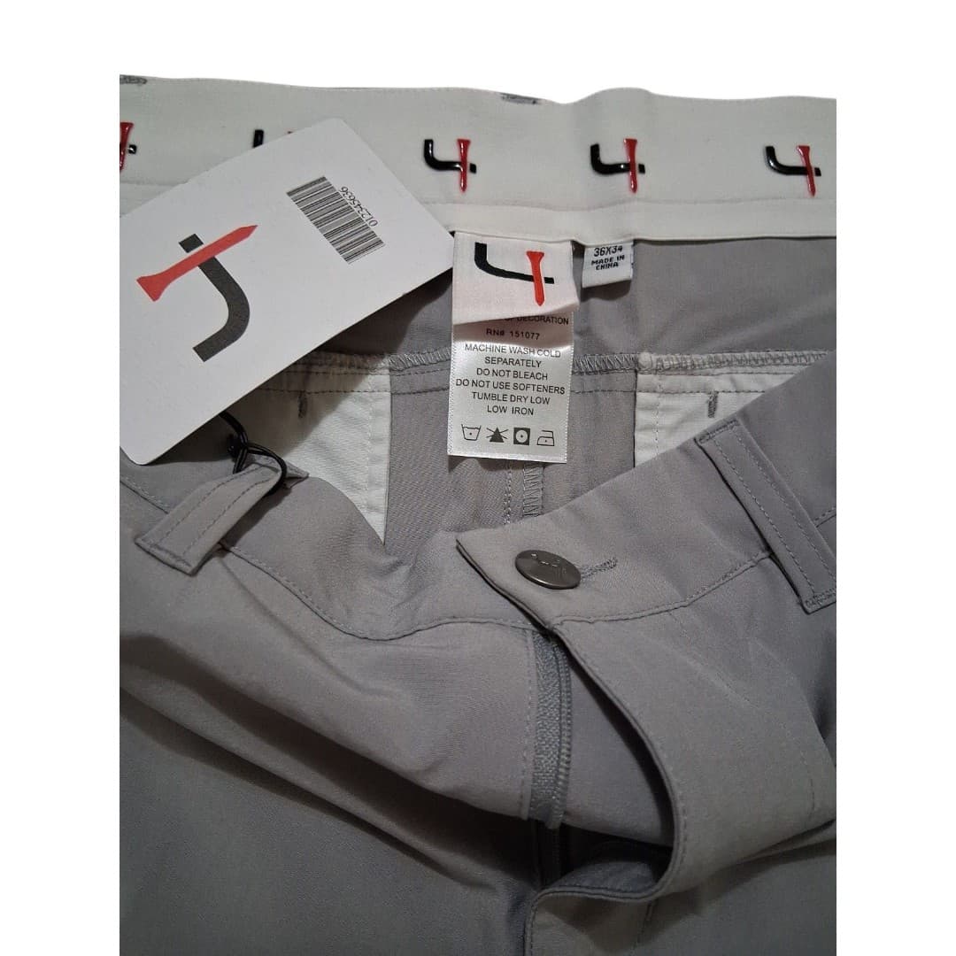Short Par 4 Golf Pants Mens 36x34 Gray Performance Stretch Flat Front NWT - Thumbnail 2
