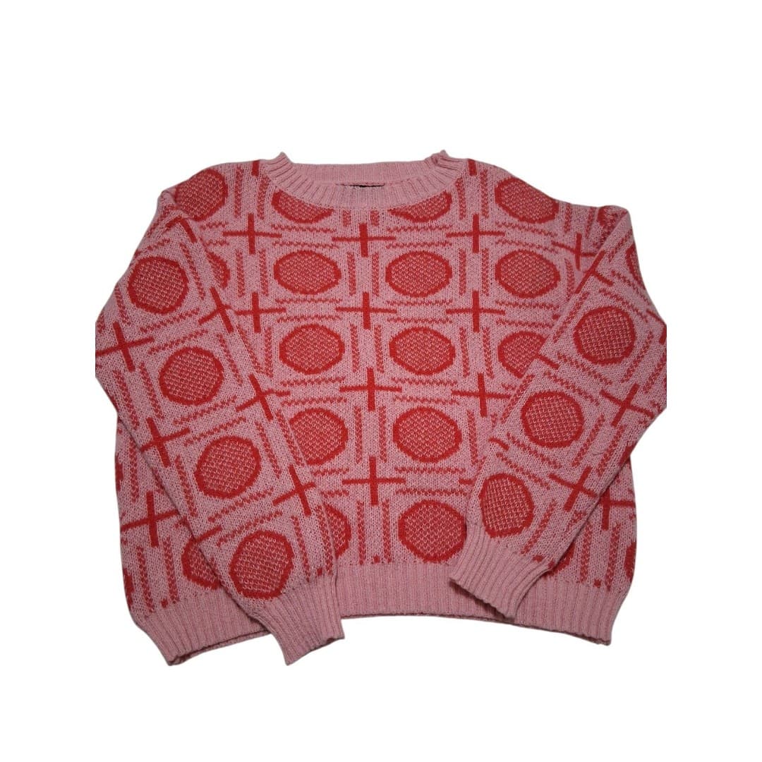 Shein Pink Geometric Knit Crew Sweater Women's Size 5
