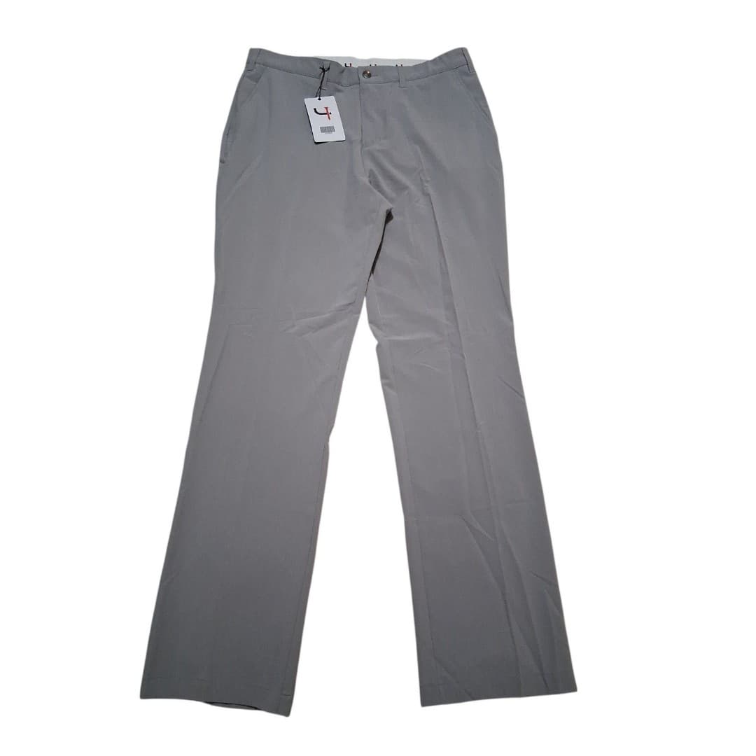 Short Par 4 Golf Pants Mens 36x34 Gray Performance Stretch Flat Front NWT