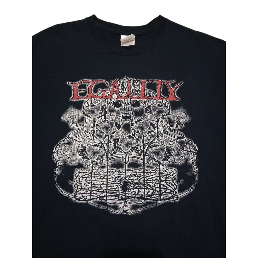EGALITY Black Band T-Shirt Size XL Short Sleeve Graphic Tee Men's 100% Cotton