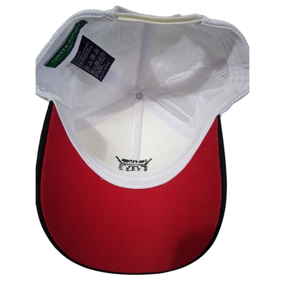 NWOT Vintage Tommy Hilfiger Golf Hat Cap Strap Back White Mesh One Size - Thumbnail 4