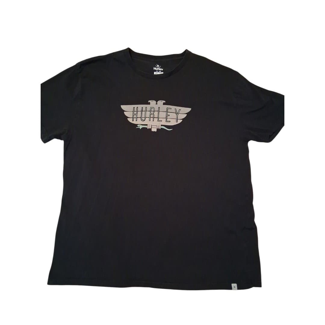 Hurley Men's Short Sleeve T-Shirt Black Eagle Design 2XL Skate - Thumbnail 2