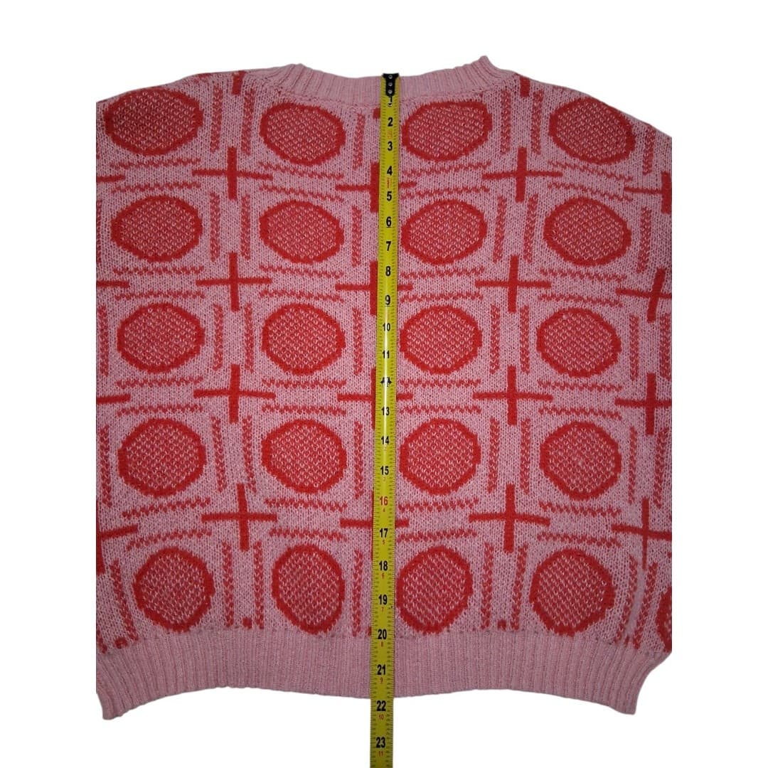Shein Pink Geometric Knit Crew Sweater Women's Size 5 - Thumbnail 4