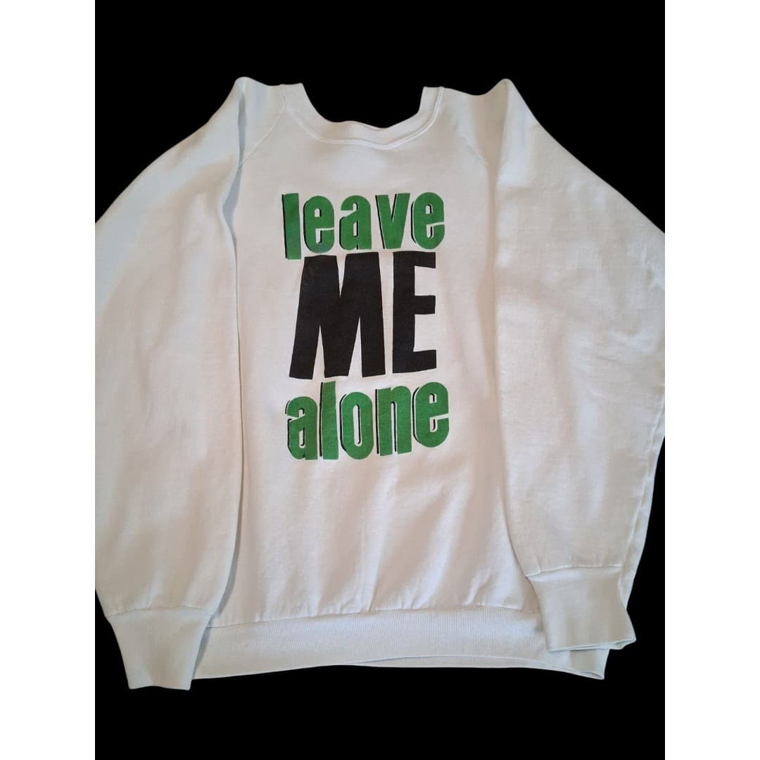 Vintage Unisex LEAVE ME ALONE Sweater/Sweatshirt Size XL Cotton Blend
