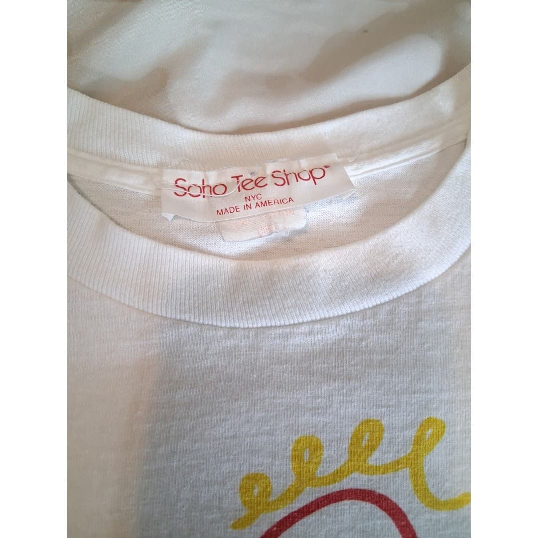 Vintage 80s Single Stitch Graphic Tee Shopping Shirt Size Large - Thumbnail 3