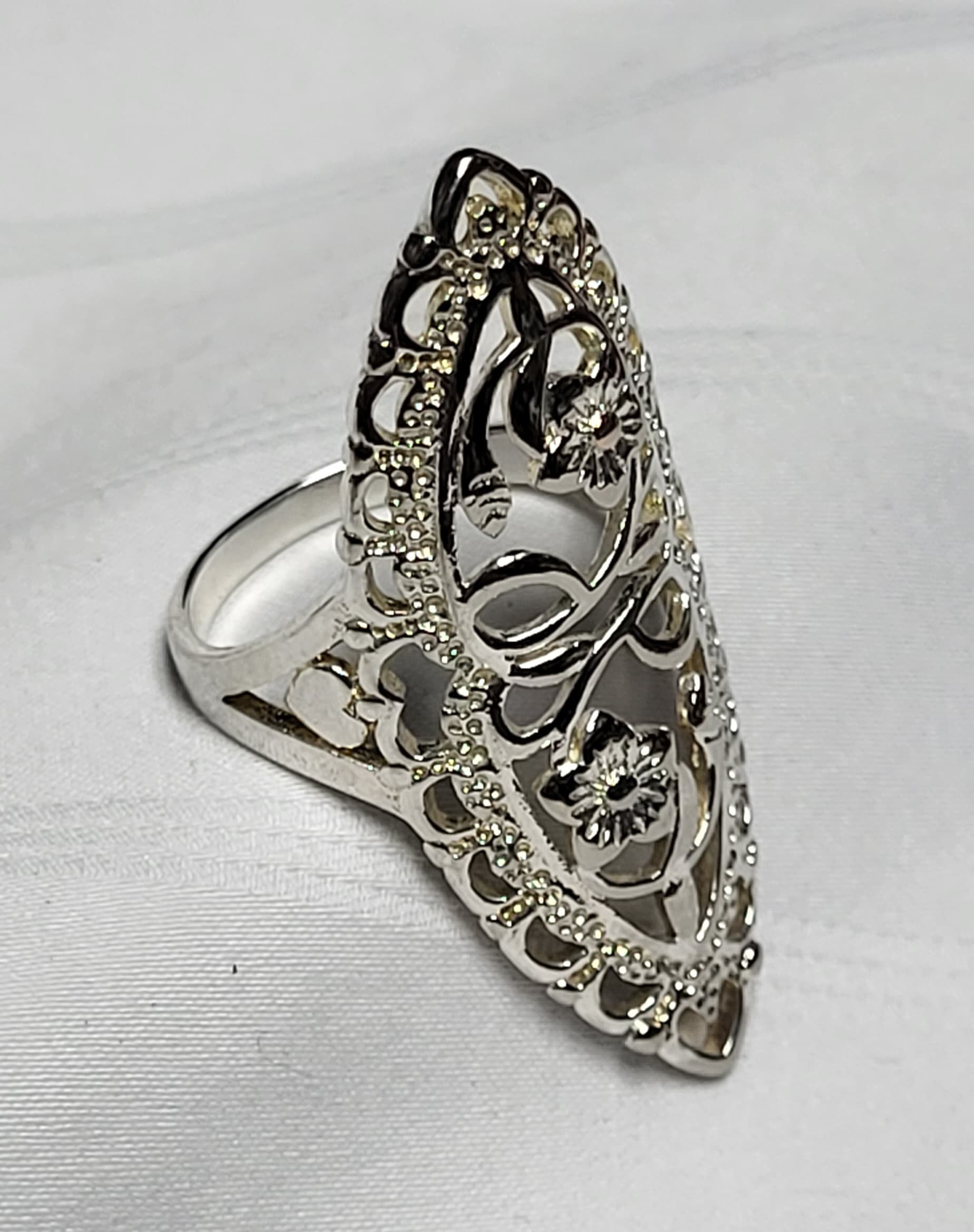 Sterling Silver Filigree Floral Ring