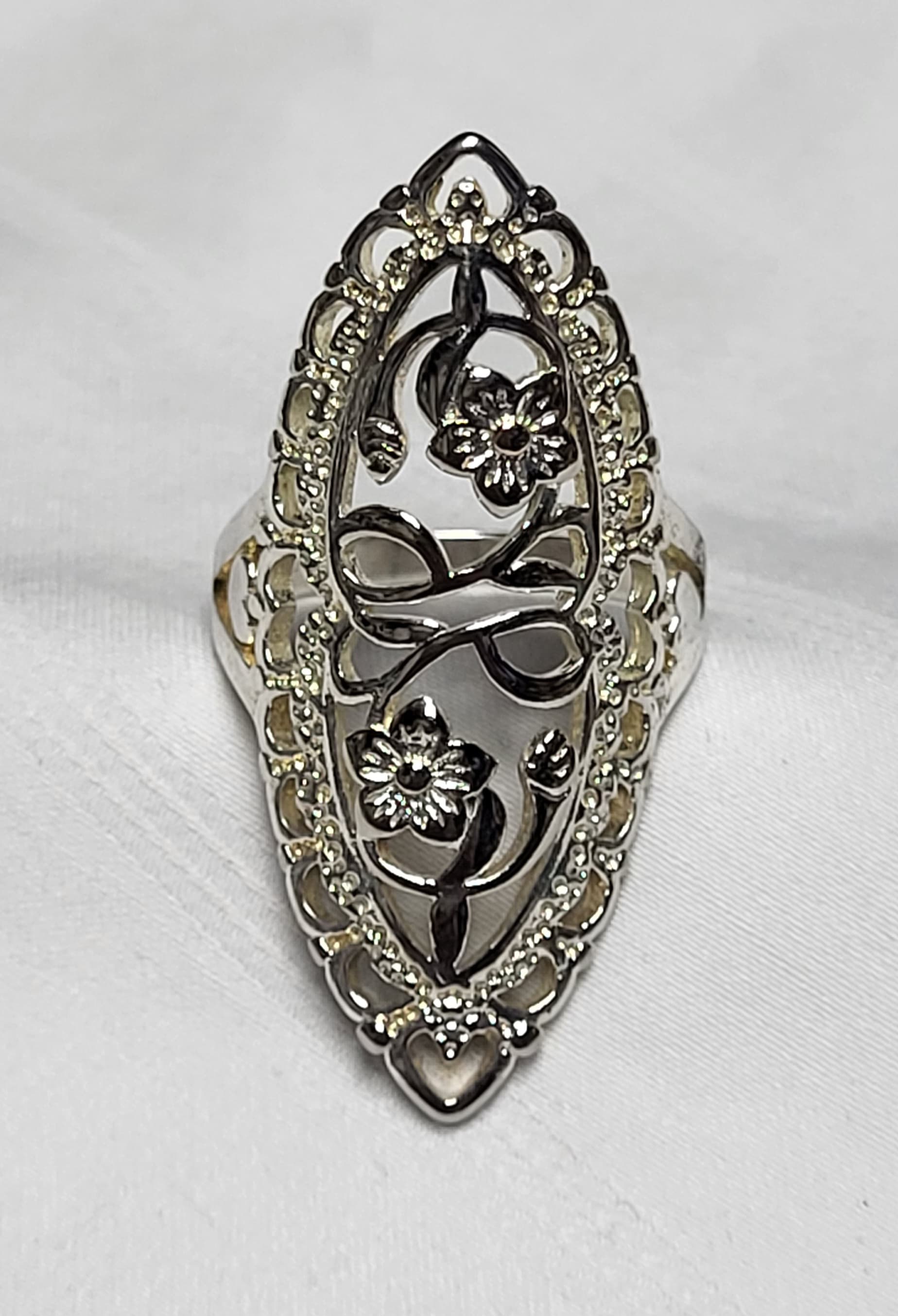 Sterling Silver Filigree Floral Ring - Thumbnail 2