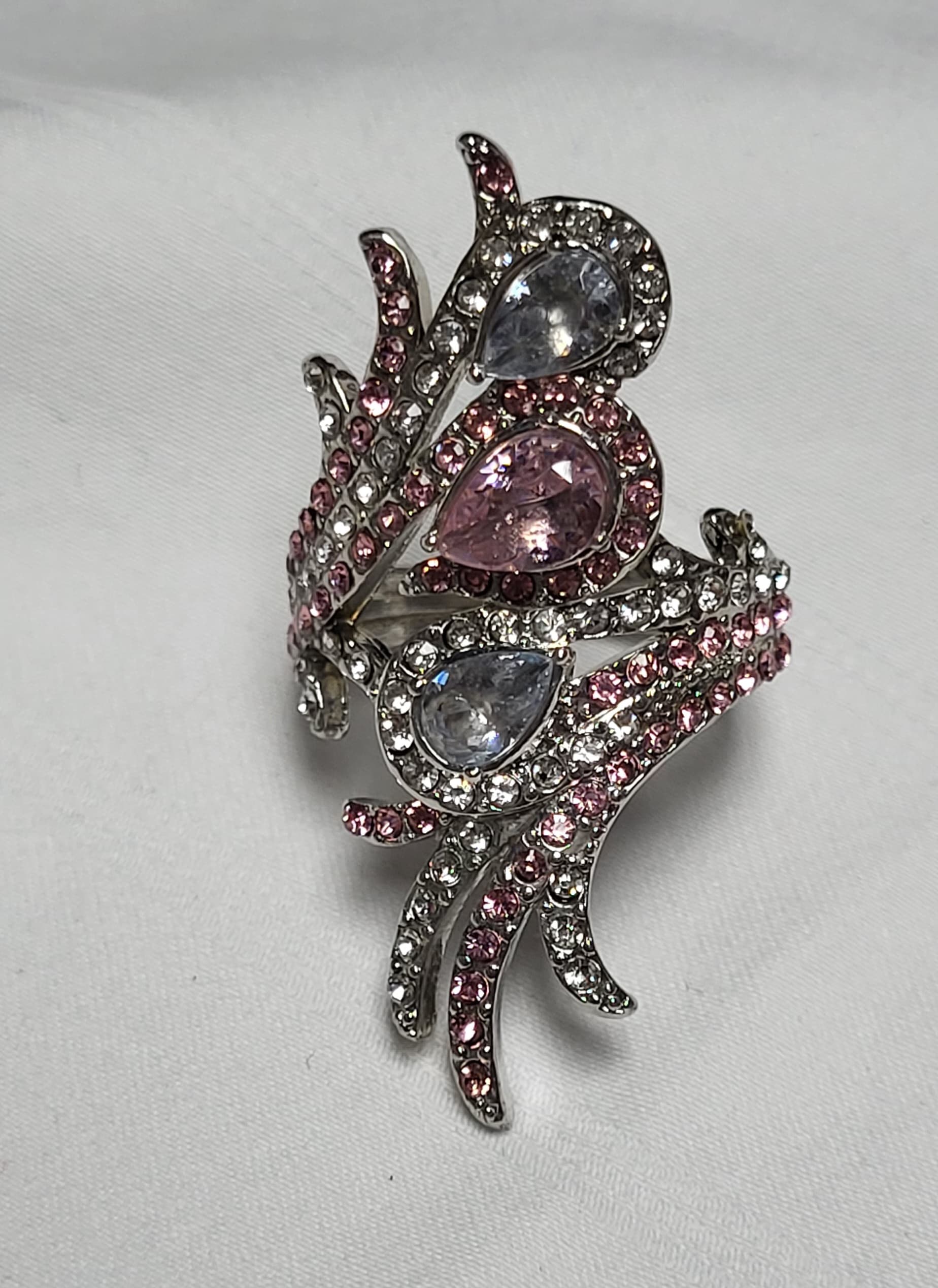 Rhinestone Statement Ring with Pink and Clear Gems