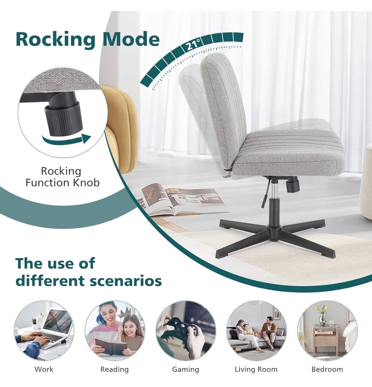 Adjustable Swivel Office Chair with Ribbed Upholstery - Thumbnail 3