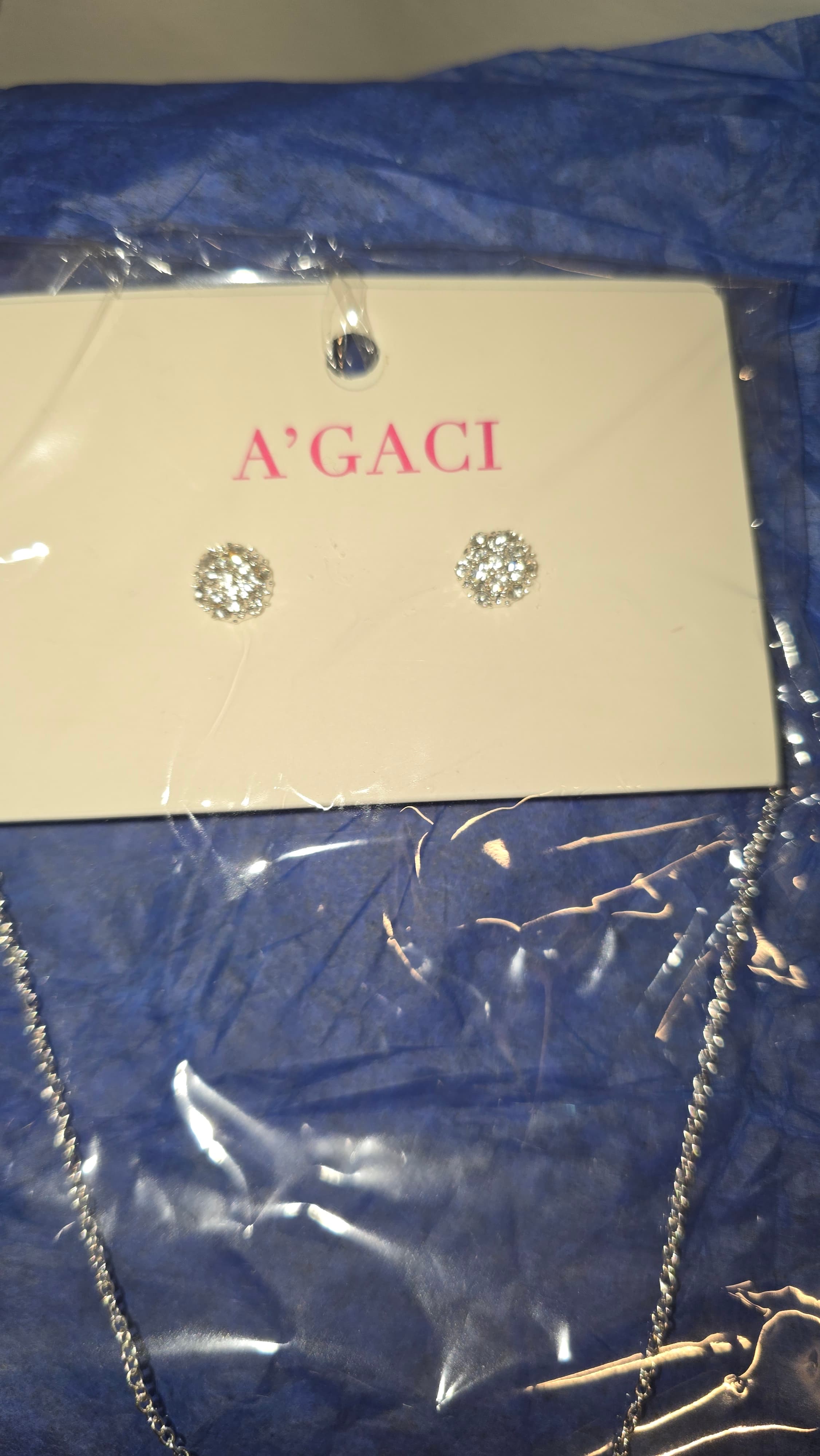 A'GACI CZ SILVER PLATE NECKLACE & EARRING SET - Thumbnail 5
