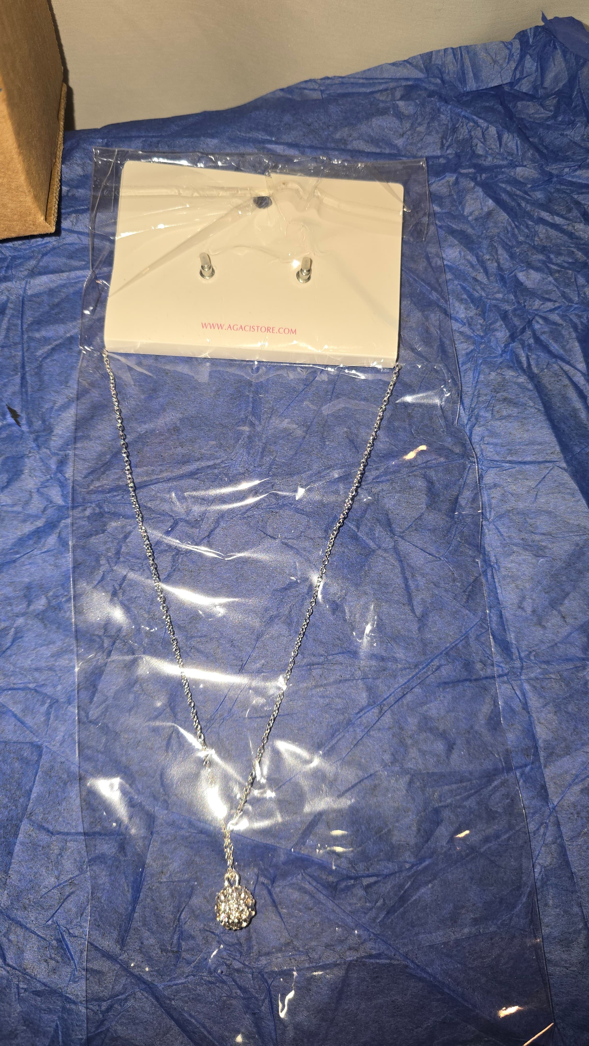 A'GACI CZ SILVER PLATE NECKLACE & EARRING SET - Thumbnail 2