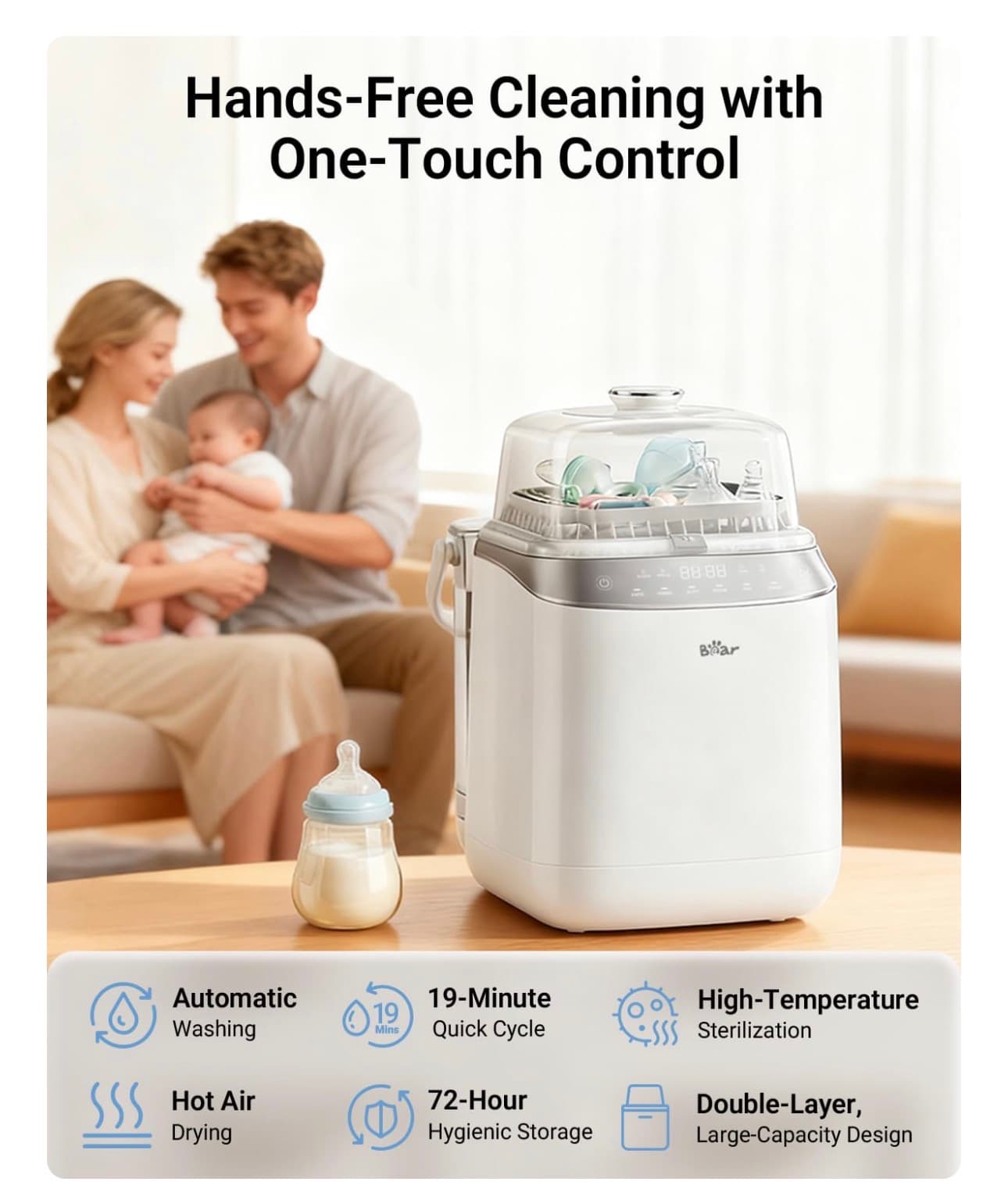 New Bear Baby Bottle Sterilizer Washing Machine - Thumbnail 4
