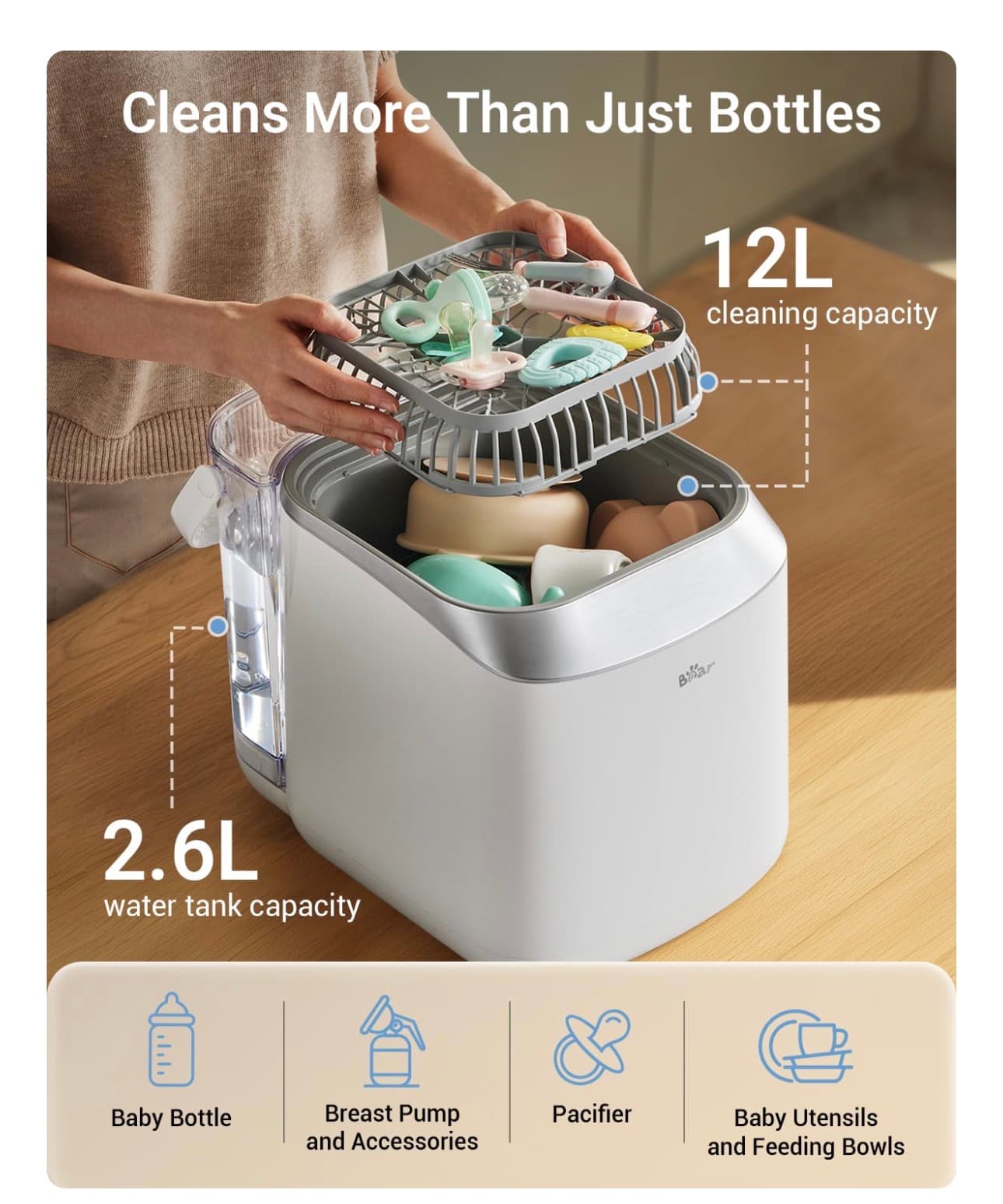 New Bear Baby Bottle Sterilizer Washing Machine - Thumbnail 6