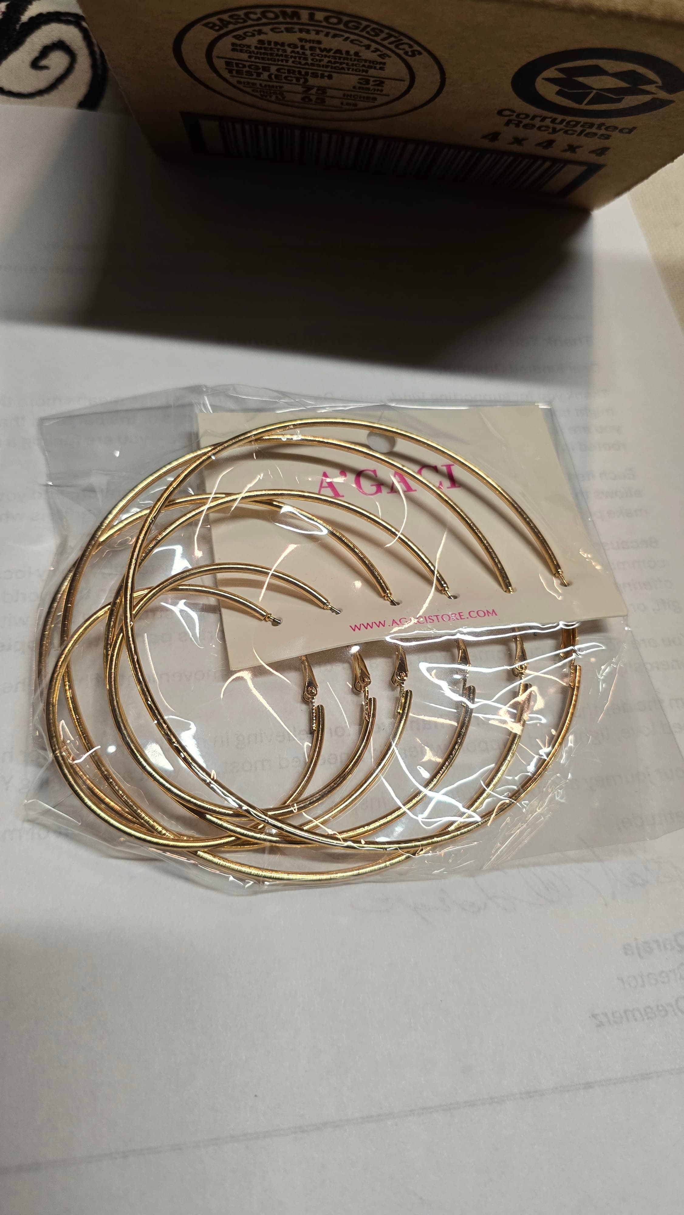 Agaci Gold Hoop Earrings Set - Thumbnail 2