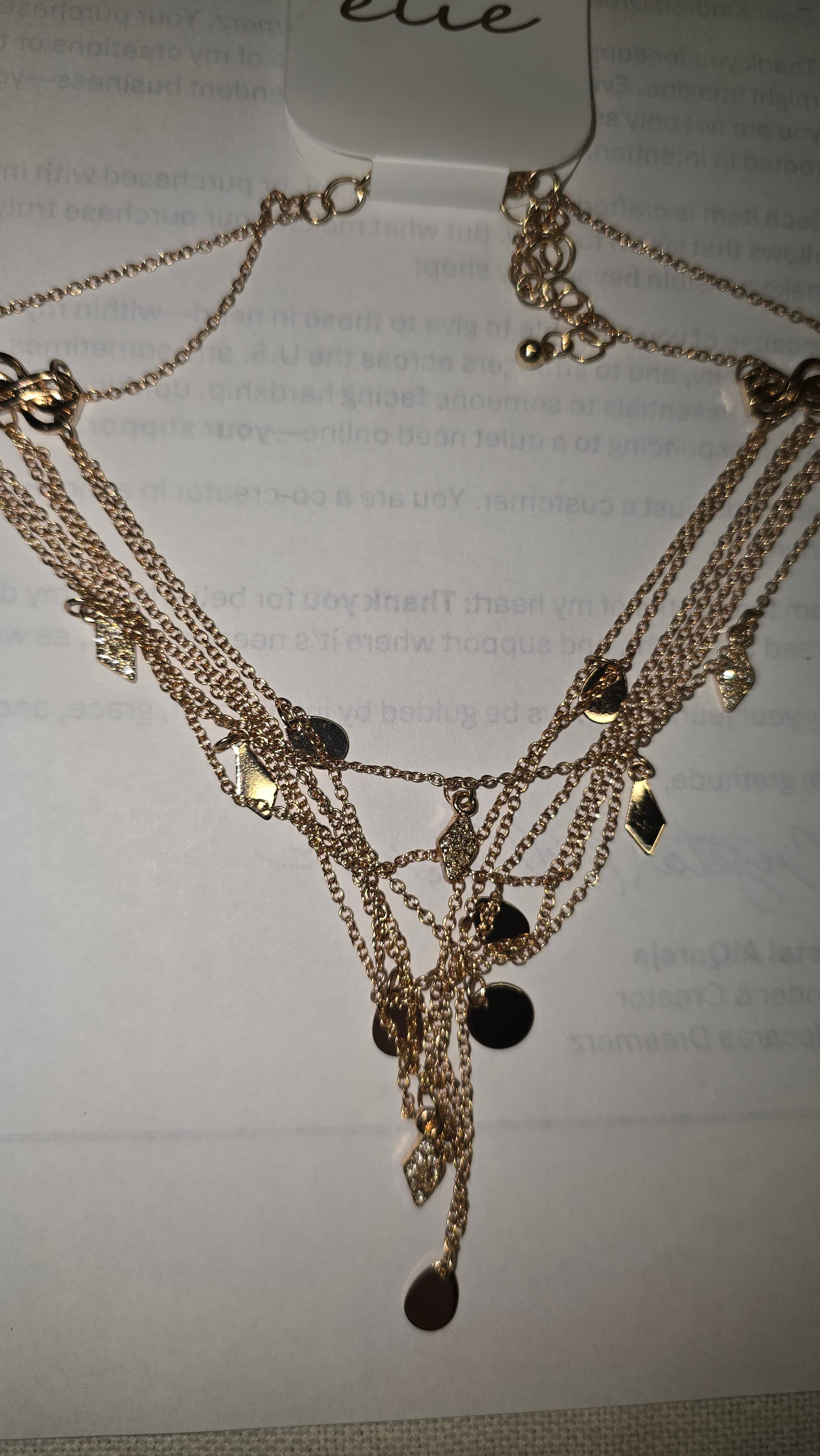 Élie Gold-Tone Layered Necklace Chocker with Charms - Thumbnail 2