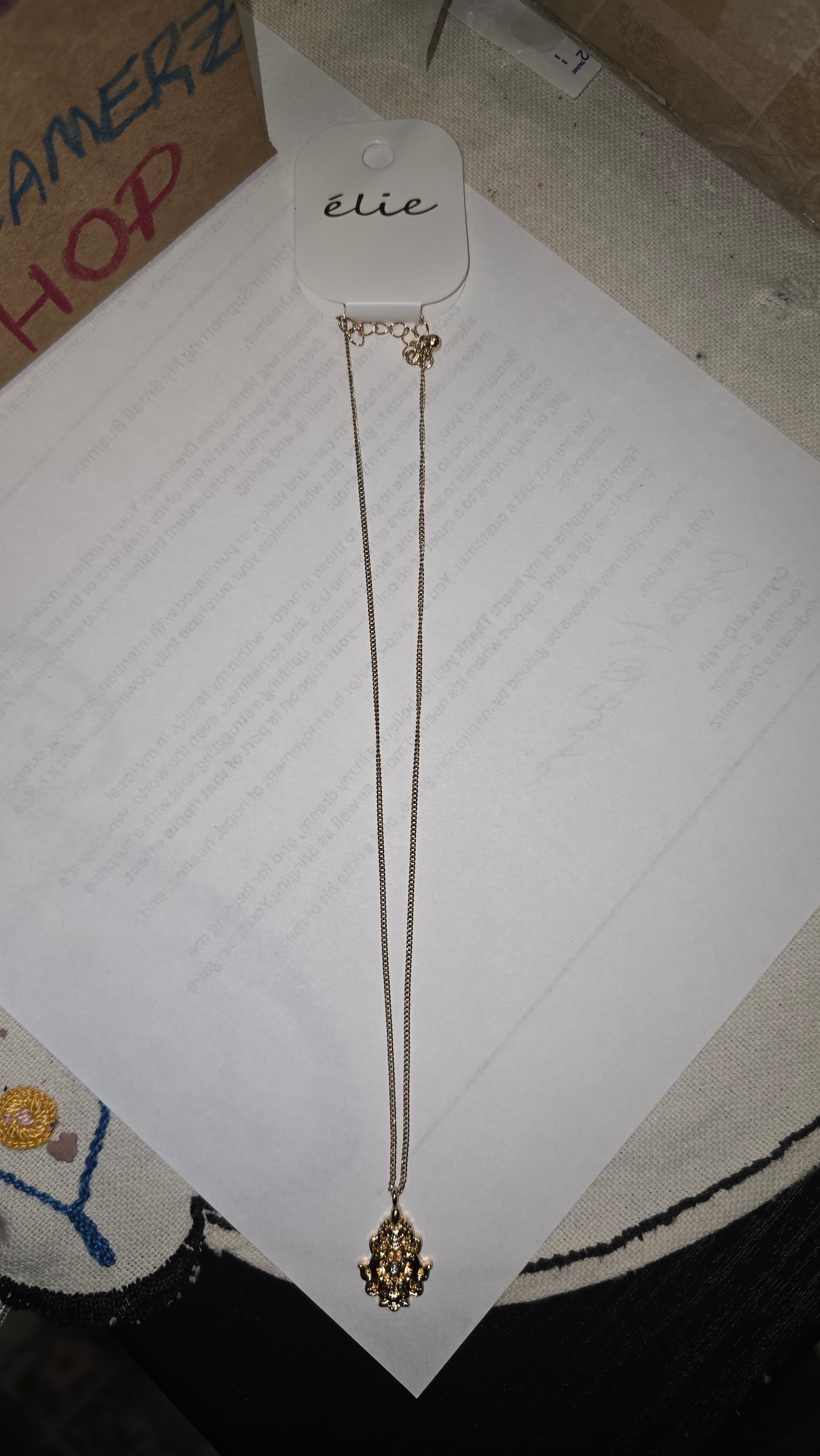 Élie Gold-Tone Pendant Necklace with Crystal Accents - Thumbnail 2