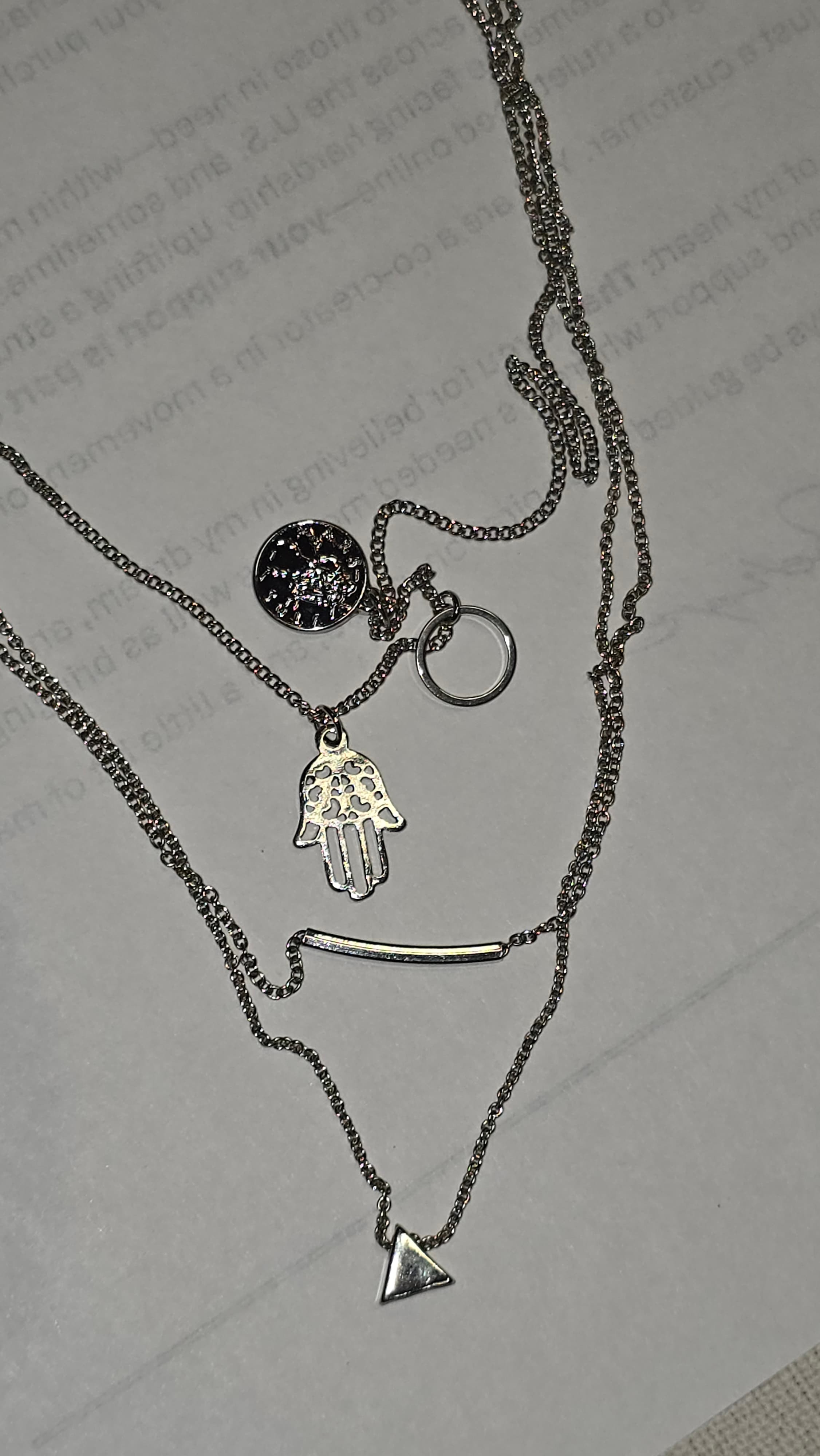 Élie Silver Layered Necklace with Charms - Thumbnail 3