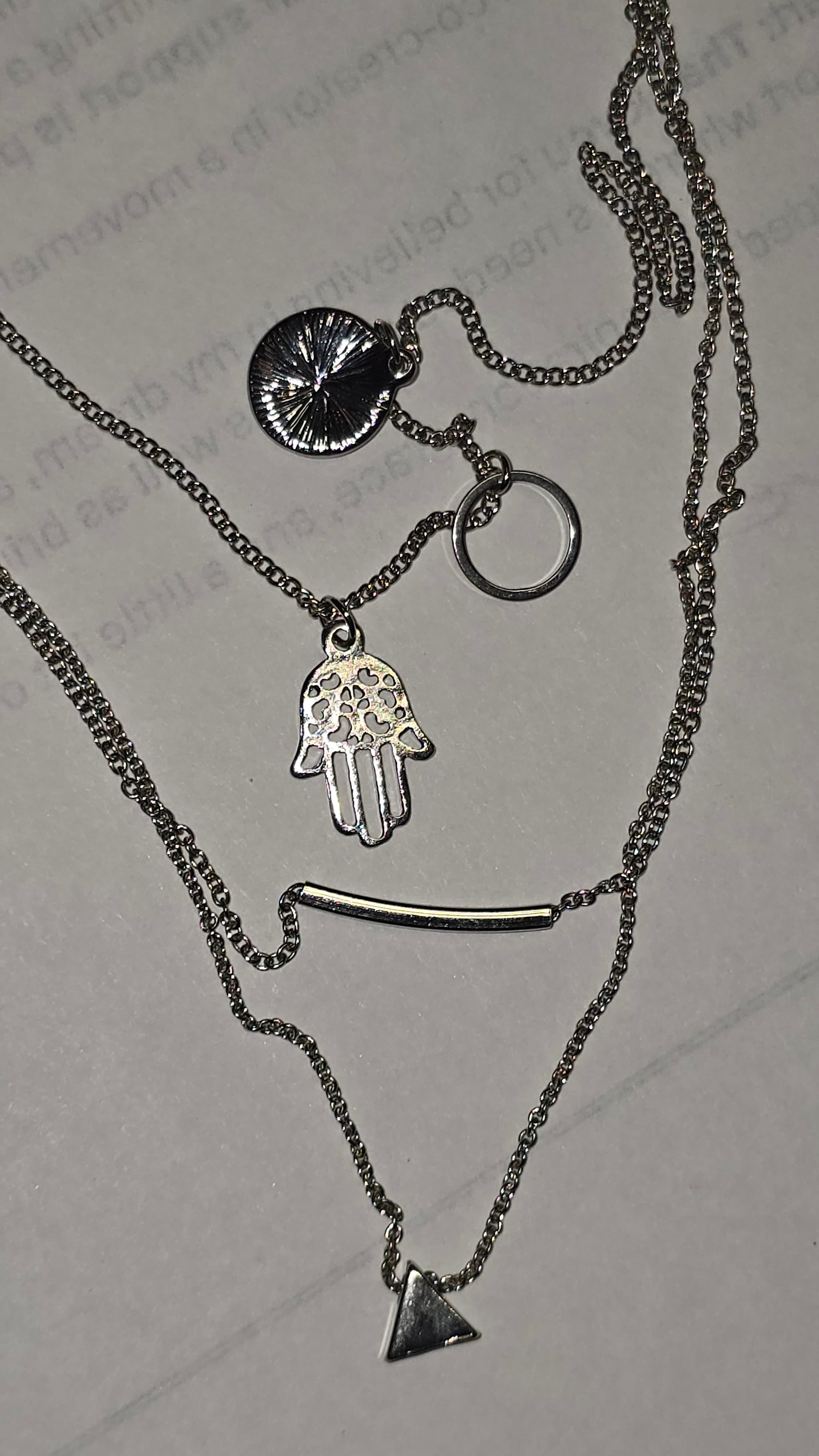 Élie Silver Layered Necklace with Charms - Thumbnail 4