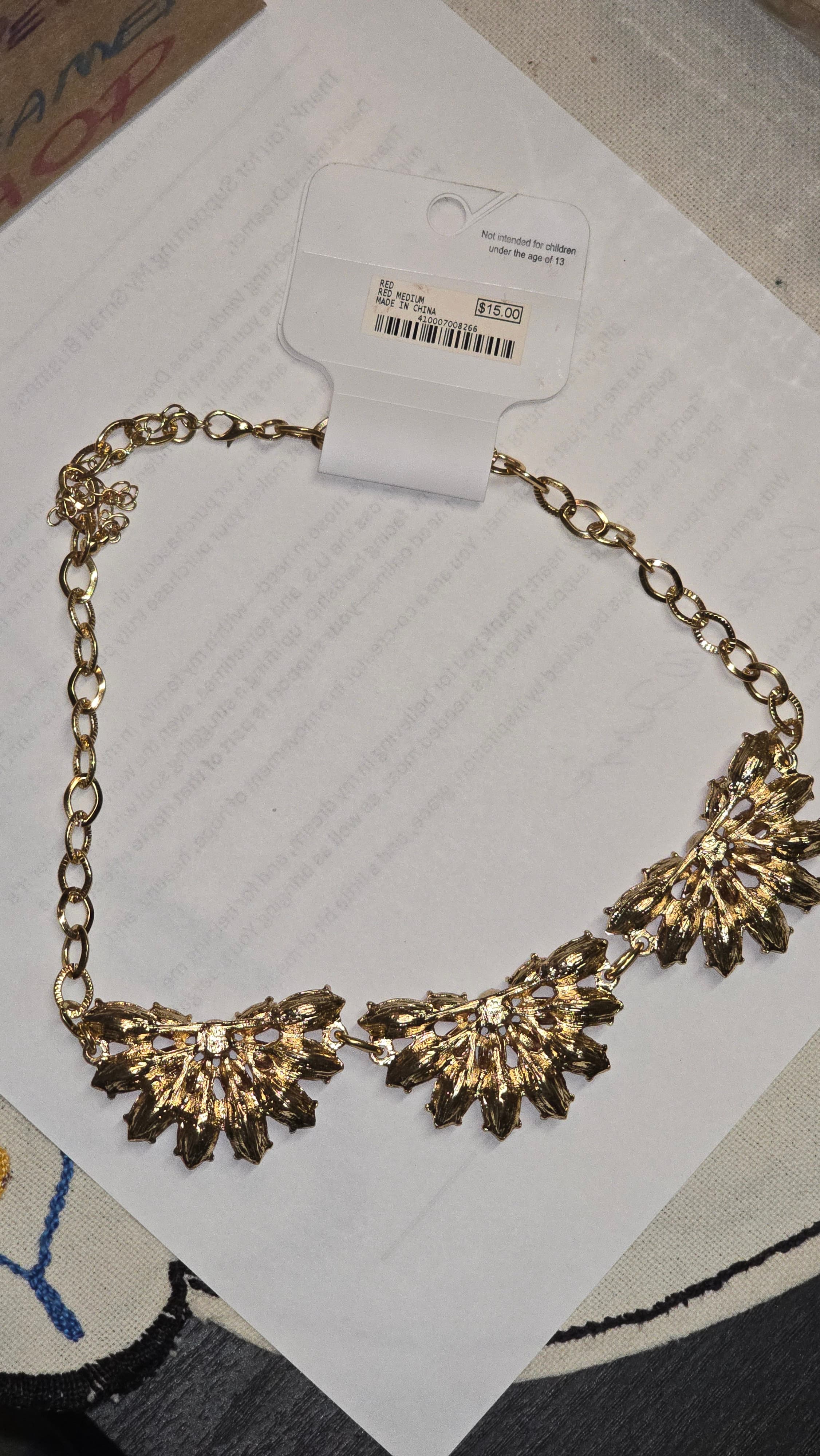 Charming Charlie Red Crystal Floral Necklace - Thumbnail 5
