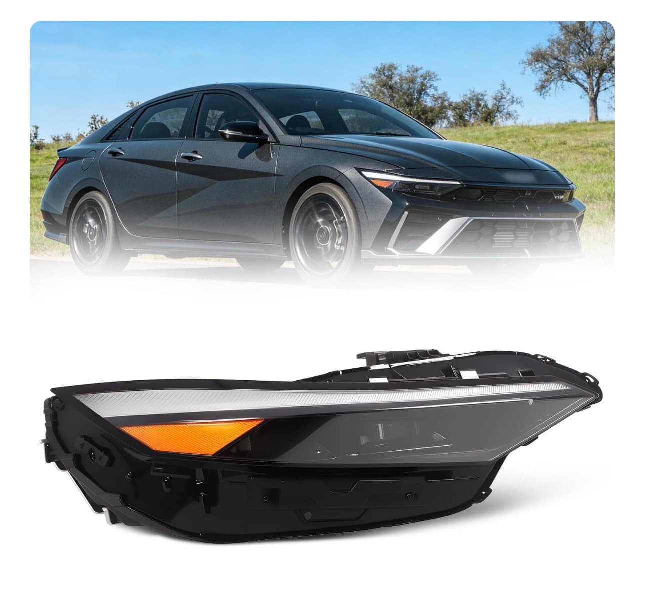Jecoupoon Right Headlight Assembly W/Module Compatible with Elan-tra SE SEL N Line GLS Preferred Luxury Limited 2024-2025 Headlamp Passenger Side Front Light 92012AA740 - Image 1
