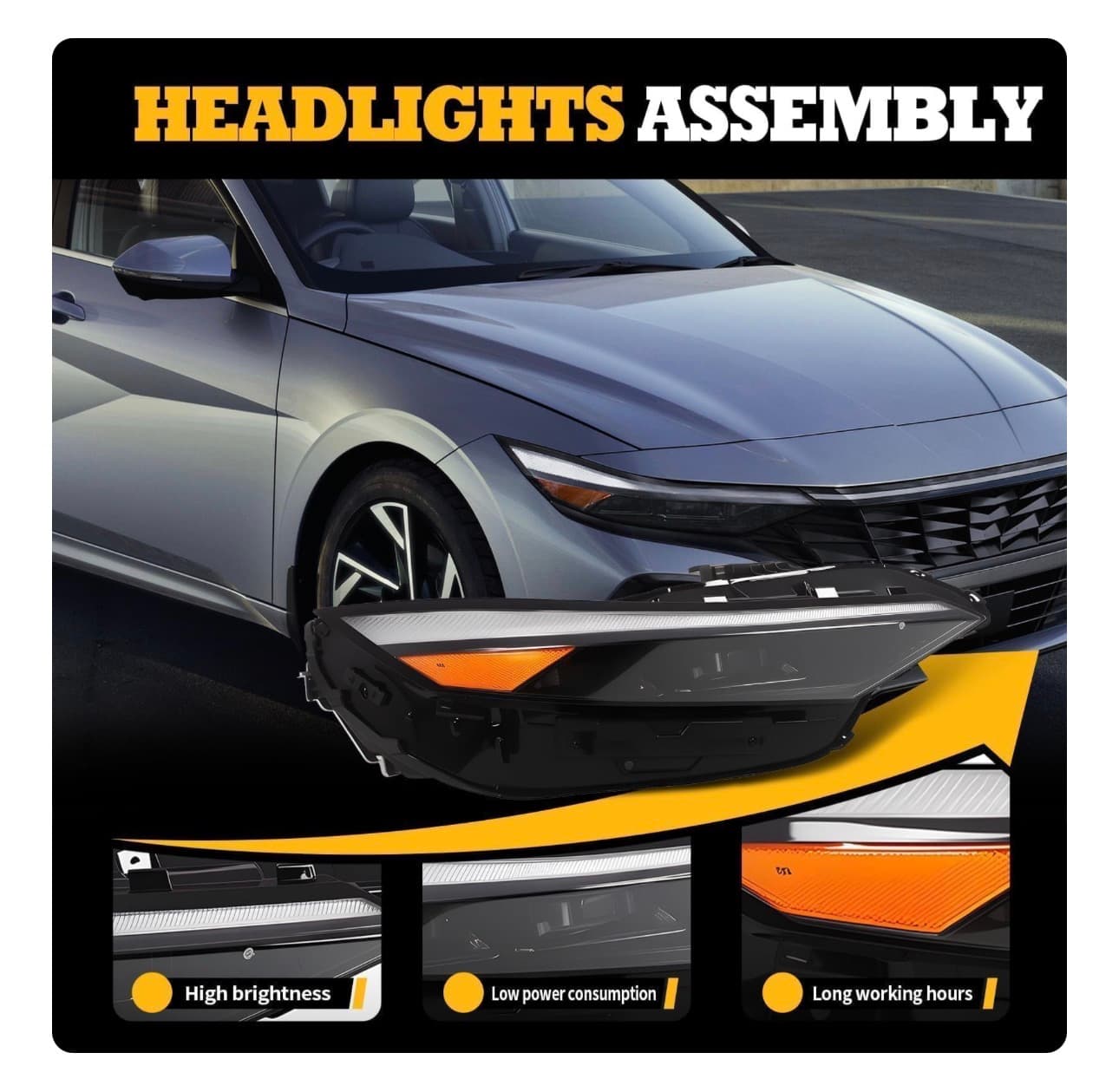 Jecoupoon Right Headlight Assembly W/Module Compatible with Elan-tra SE SEL N Line GLS Preferred Luxury Limited 2024-2025 Headlamp Passenger Side Front Light 92012AA740 - Thumbnail 4