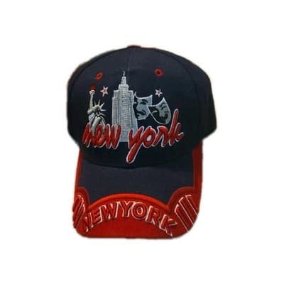 Men's New York Embroidered Baseball Cap Navy Red White Adjustable One Size - Image 1