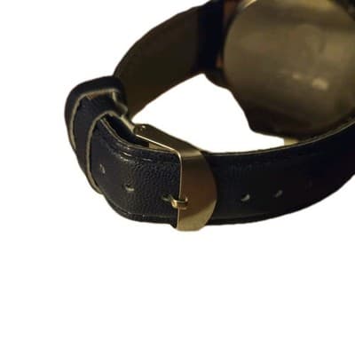 Geneva Classic Quartz Watch Black Dial Analog W/ Blue Accent ,Blk Leather Strap - Thumbnail 3