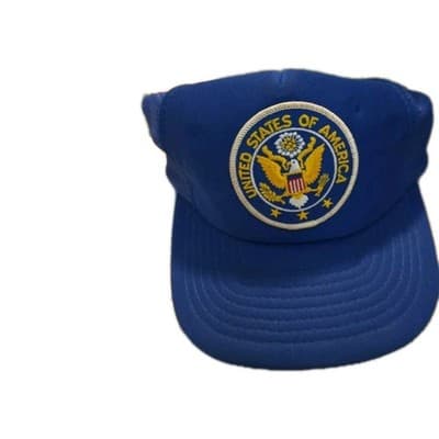 Blue Adjustable Men's Trucker Hat USA Patriotic Emblem Casual Summer One Size - Image 1